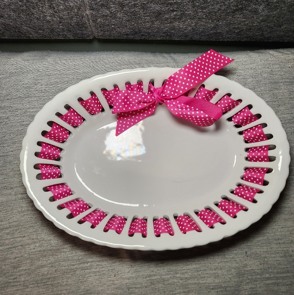 Vintage Ribboned Oval Serving Dish Antique Reflections by L. Godinger & Company - Picture 1 of 1